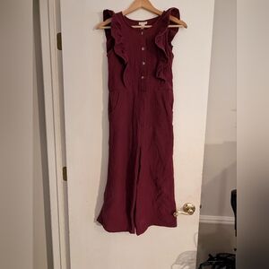 Cat & Jack Maroon Jumpsuit with Button Detail